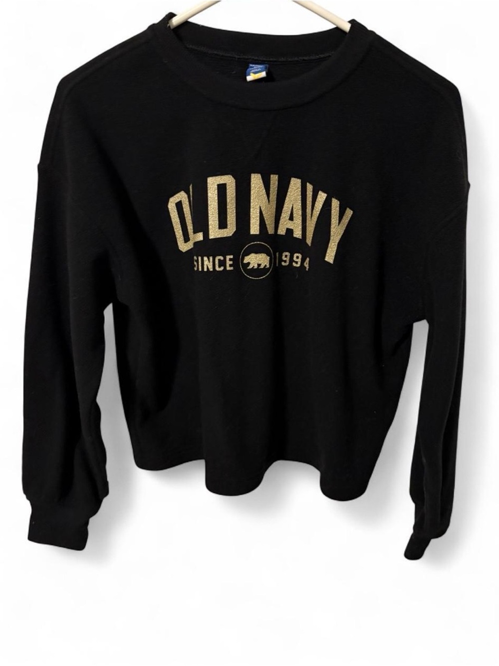 Old Navy Black Crewneck Sweater with Gold Logo